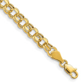 14k 5mm Hollow Double Link 8.25 inch Charm Bracelet