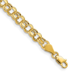 14k 5mm Hollow Double Link 7.25 inch Charm Bracelet