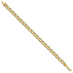 14k 6.25mm Hollow Double Link 7 inch Charm Bracelet