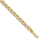 14k 6.25mm Hollow Double Link 8 inch Charm Bracelet