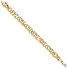 14k 9.5mm Hollow Double Link 8.25 inch Charm Bracelet