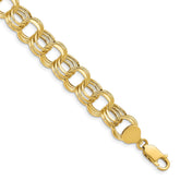 14k 11mm Hollow Triple Link 8 inch Charm Bracelet