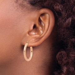 14k Rose Gold 3mm Diamond-cut Hoop - 2