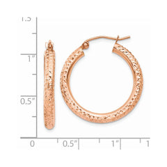 14k Rose Gold 3mm Diamond-cut Hoop - 2
