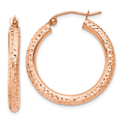 14k Rose Gold 3mm Diamond-cut Hoop - 2