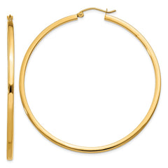14k 2mm Square Tube Hoop Earrings - 7