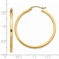 14k 2mm Square Tube Hoop Earrings - 8