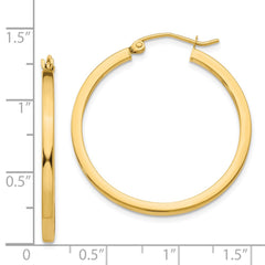 14k 2mm Square Tube Hoop Earrings - 6