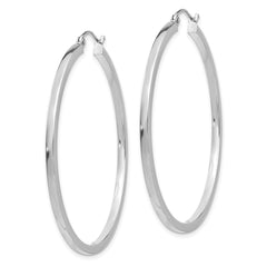 14k White Gold 2mm Square Tube Hoops - 7