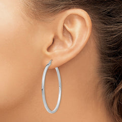 14k White Gold 2mm Square Tube Hoops - 7