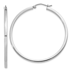 14k White Gold 2mm Square Tube Hoops - 7