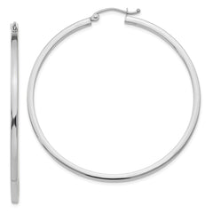 14k White Gold 2mm Square Tube Hoops - 5