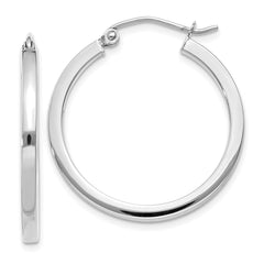 14k White Gold 2mm Square Tube Hoops - 6