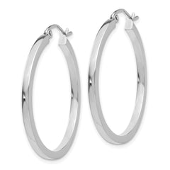 14k White Gold 2mm Square Tube Hoops - 4