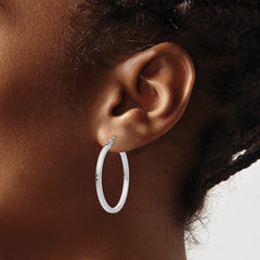 14k White Gold 2mm Square Tube Hoops - 4