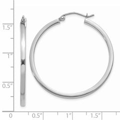 14k White Gold 2mm Square Tube Hoops - 2