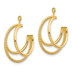 14k Polished & Twisted Triple Hoop Earring Jackets