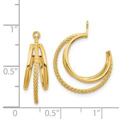 14k Polished & Twisted Triple Hoop Earring Jackets