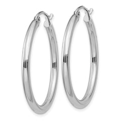 14K White Gold Polished 2.5mm Tube Hoop Earrings - 8