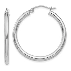 14K White Gold Polished 2.5mm Tube Hoop Earrings - 8
