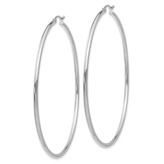 14K White Gold Polished 2.5mm Tube Hoop Earrings - 10