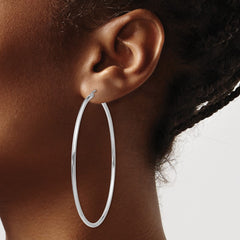 14K White Gold Polished 2.5mm Tube Hoop Earrings - 10