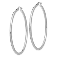 14K White Gold Polished 2.5mm Tube Hoop Earrings - 4