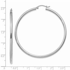 14K White Gold Polished 2.5mm Tube Hoop Earrings - 4