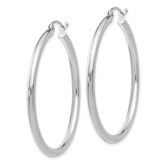 14K White Gold Polished 2.5mm Tube Hoop Earrings - 5