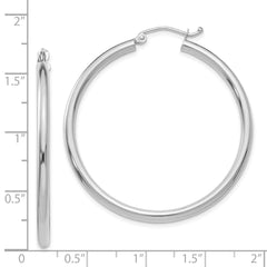 14K White Gold Polished 2.5mm Tube Hoop Earrings - 5