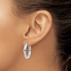 14K White Gold Polished 4mm Tube Hoop Earrings - 2