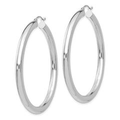 14K White Gold Polished 4mm Tube Hoop Earrings - 6