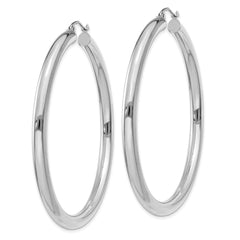 14K White Gold Polished 4mm Tube Hoop Earrings - 7