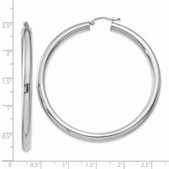 14K White Gold Polished 4mm Tube Hoop Earrings - 7