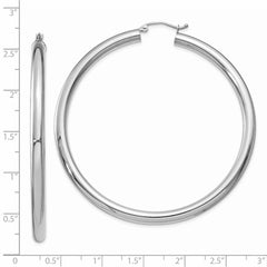 14K White Gold Polished 4mm Tube Hoop Earrings - 8