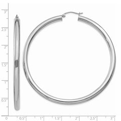 14K White Gold Polished 4mm Tube Hoop Earrings - 9