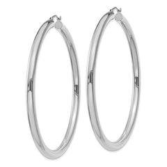 14K White Gold Polished 4mm Lightweight Tube Hoop Earrings - 9