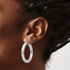 14k White Gold Polished 5mm Tube Hoop Earrings - 3
