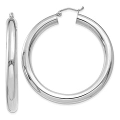 14k White Gold Polished 5mm Lightweight Hoop Earrings - 3