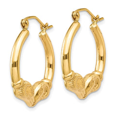 14k Polished Ram Hoop Earrings - 2