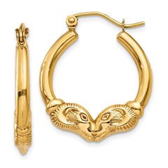 14k Polished Ram Hoop Earrings - 2