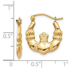 14k Polished Claddagh Hoop Earrings - 3