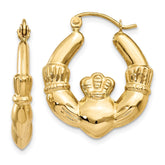 14k Polished Claddagh Hoop Earrings - 2