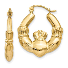 14k Polished Claddagh Hoop Earrings - 2