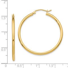14k Polished 2x35mm Lightweight Tube Hoop Earrings
