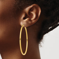 14K Polished 2.5mm Lightweight Tube Hoop Earrings - 5