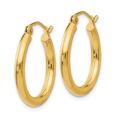 14K Polished 2.5mm Tube Hoop Earrings - 10