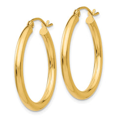 14K Polished 2.5mm Tube Hoop Earrings - 2