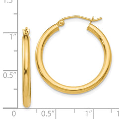 14K Polished 2.5mm Tube Hoop Earrings - 2
