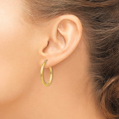 14k Polished 2.5mm Lightweight Tube Hoop Earrings - 3